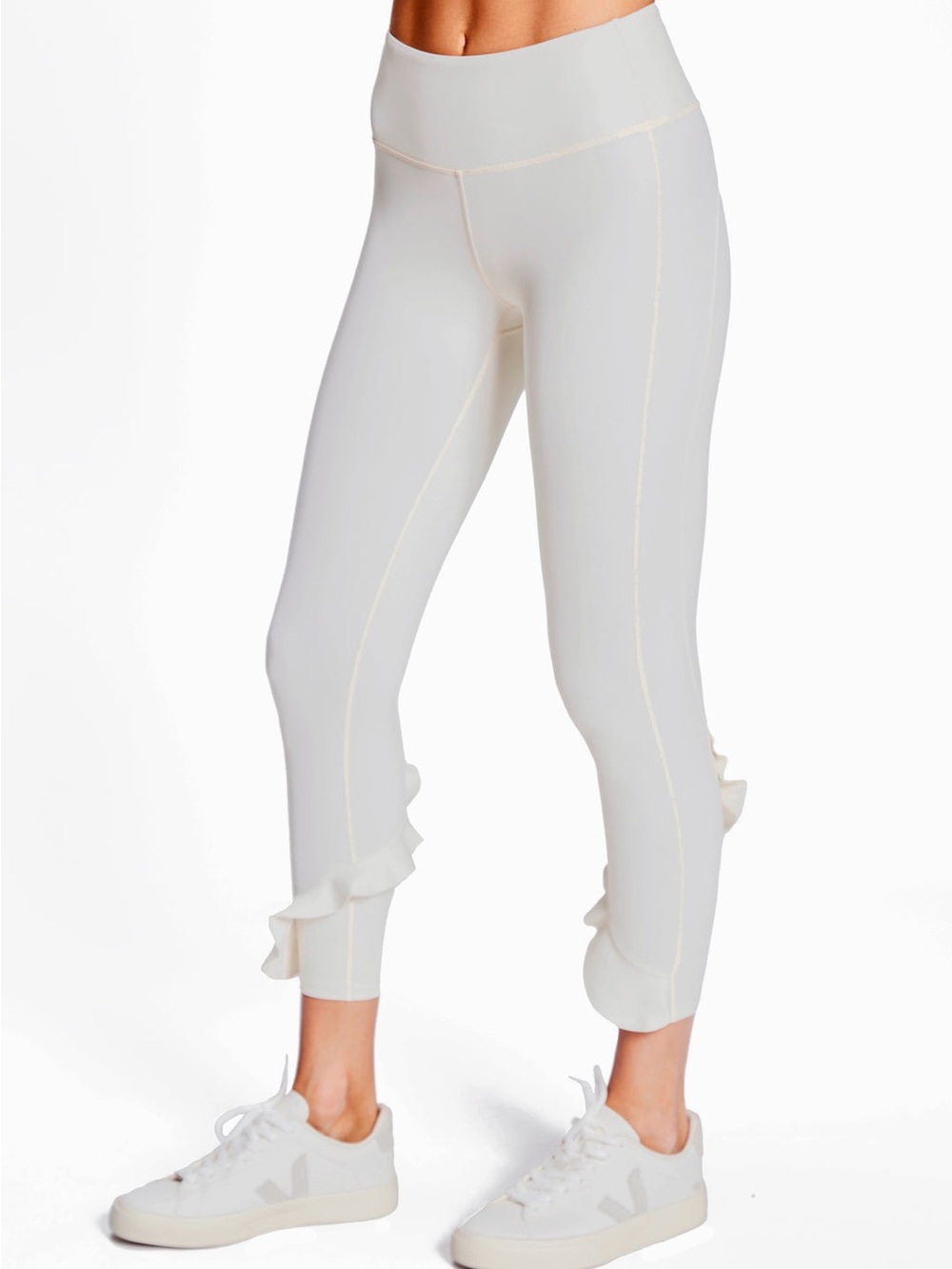 Urban Savage Ladies NWT Ruffle Leggings. White. X-Large.